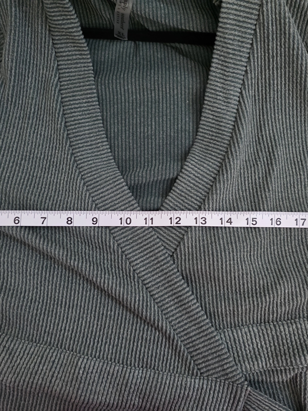 Simply Southern Dusty Sage Ribbed Wrap Midi Dress with Tie - Picture 7 of 8